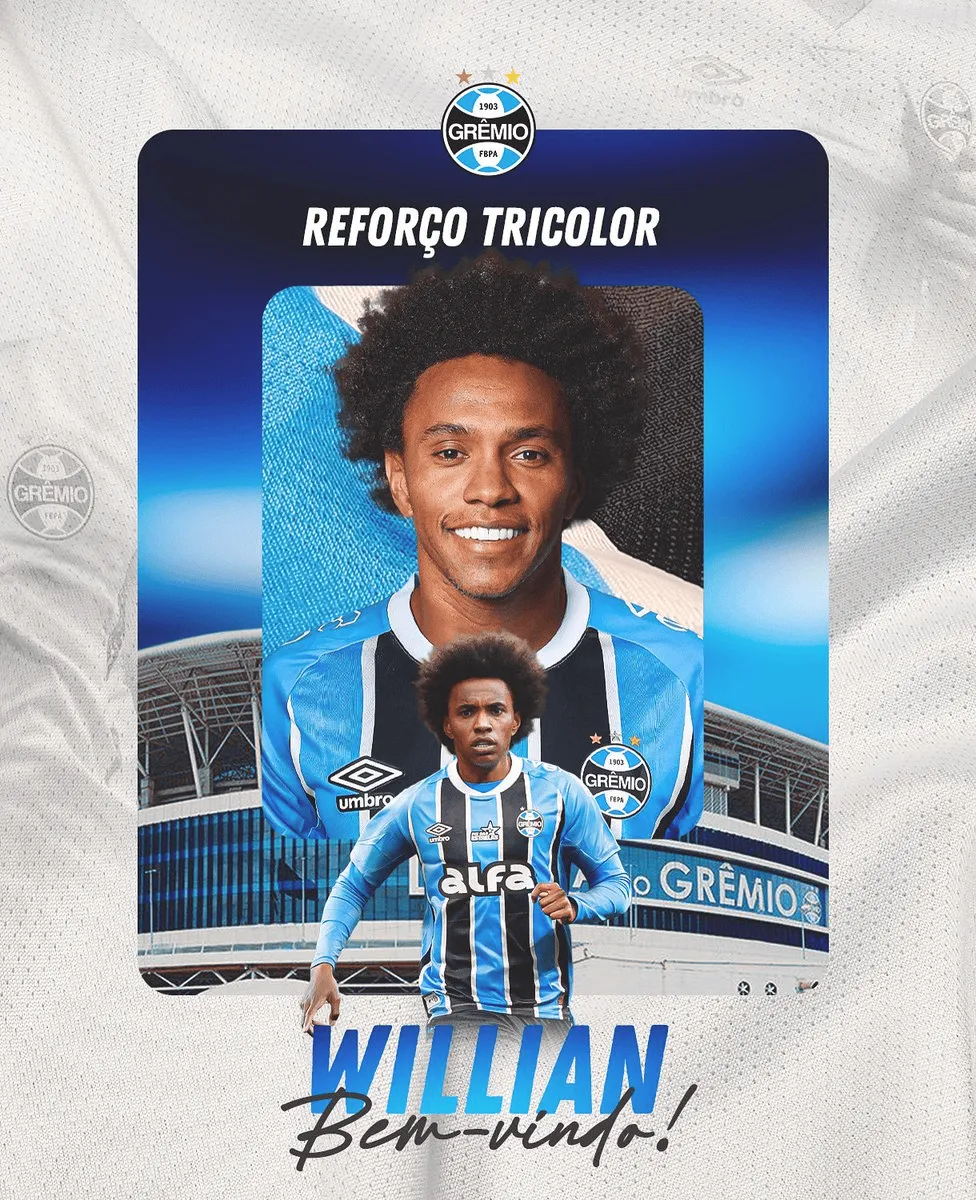 九游体育APP-叶落归根！官方：37岁威廉加盟格雷米奥，合同至2026年底